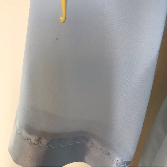 Halston Satin Trim Chiffon Bath Robe Light Blue Attached Tie Women Size Medium - Picture 9 of 16